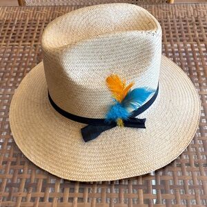 Adorable Kids Stylish Straw Cowboy Hat with Feather Accent
